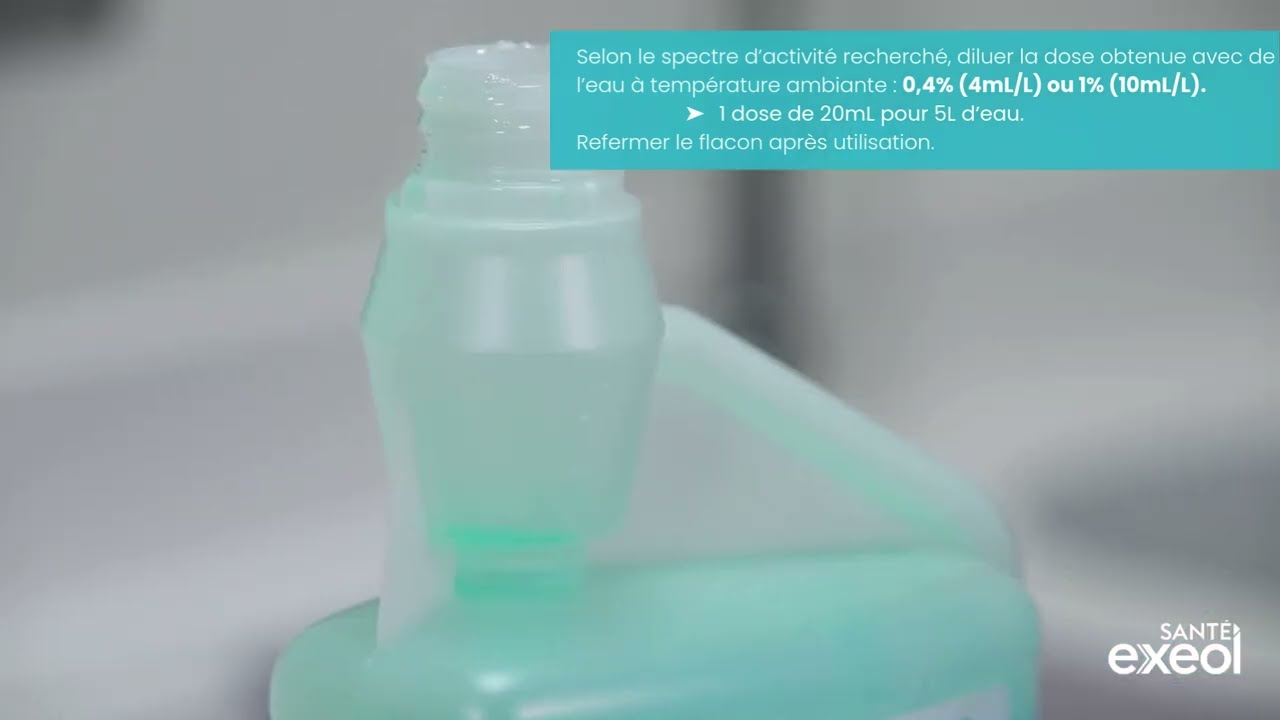 Load video: Exeol Sept E2 - Détergent désinfectant enzymatique pH neutre - Sodel
