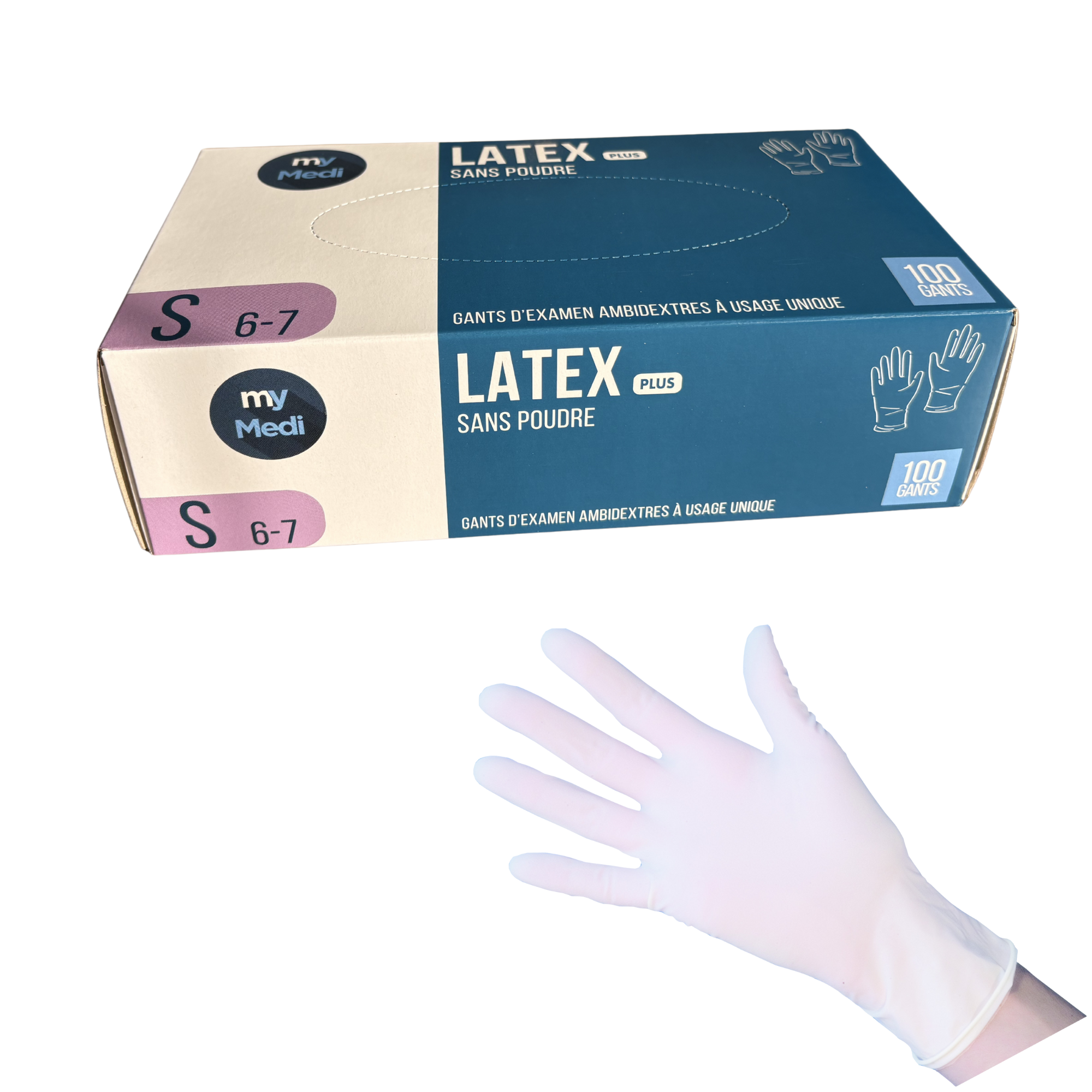 Examination Gloves - Latex - Powder Free - Ambidextrous - Box of 100 - My Podologie