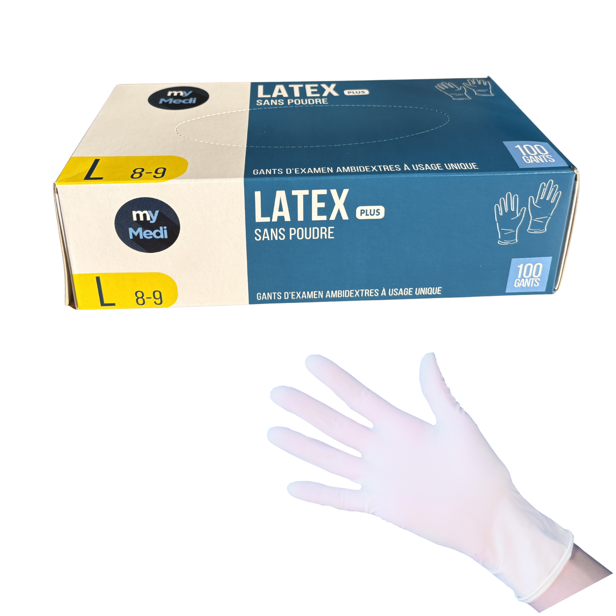 Examination Gloves - Latex - Powder Free - Ambidextrous - Box of 100 - My Podologie