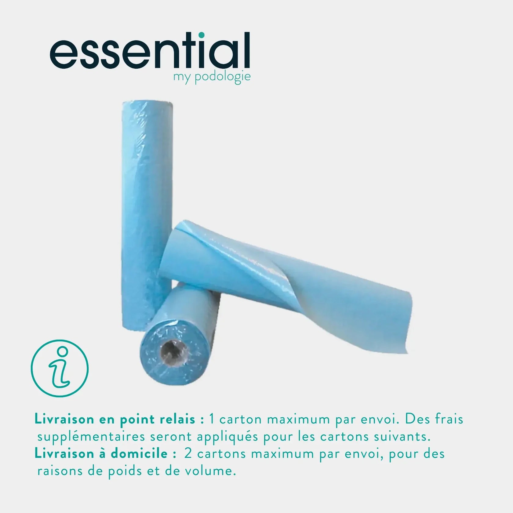 9 rolls of blue laminated examination sheets - 132 sizes - 2 embossed folds