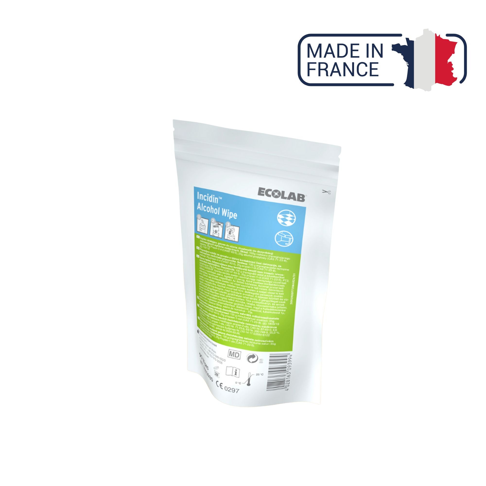 90 Lingettes Désinfectantes Incidin Alcohol Wipes - Boîte ou recharge - Ecolab by Anios - My Médical