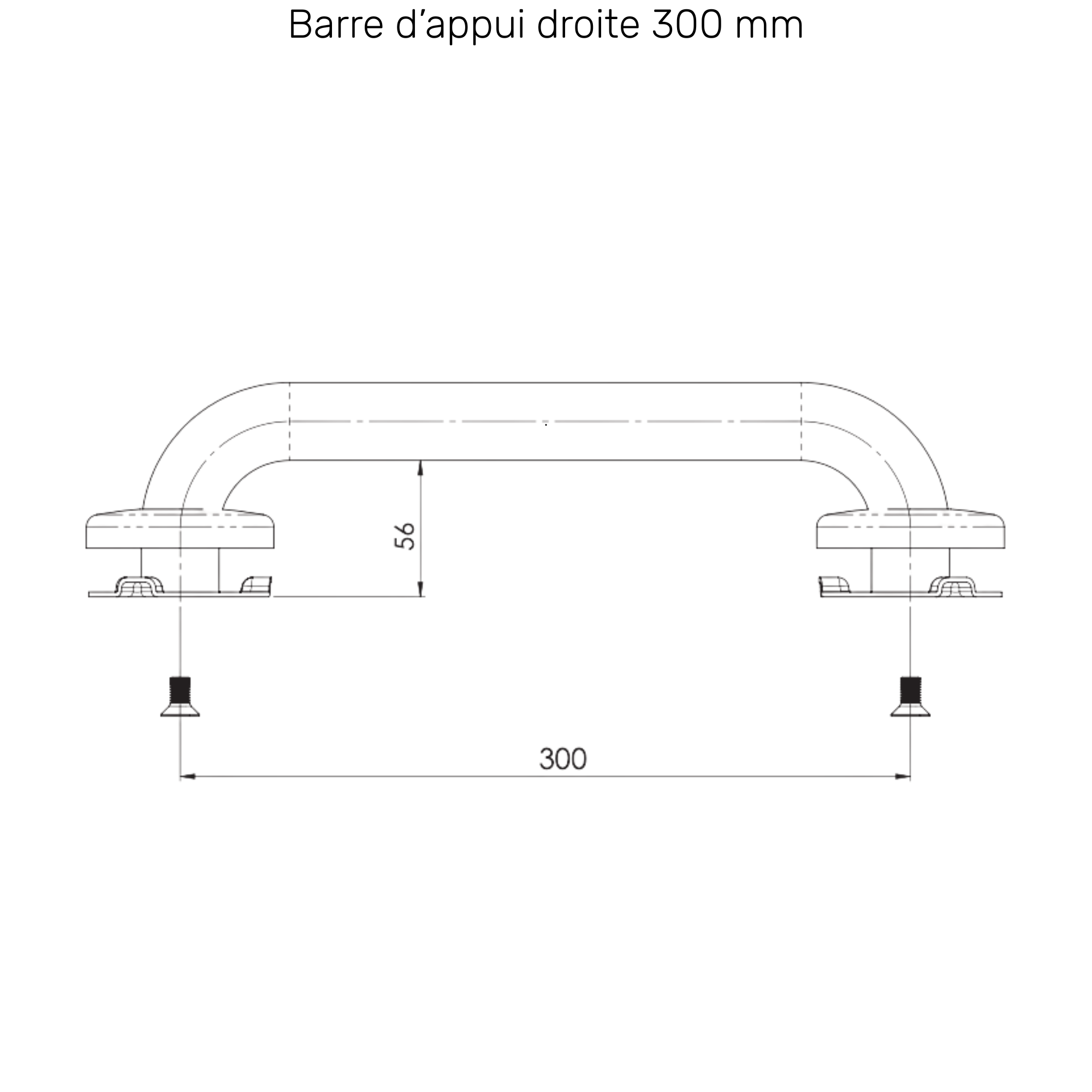 White Epoxy Grab Bar - 3 dimensions - AKW