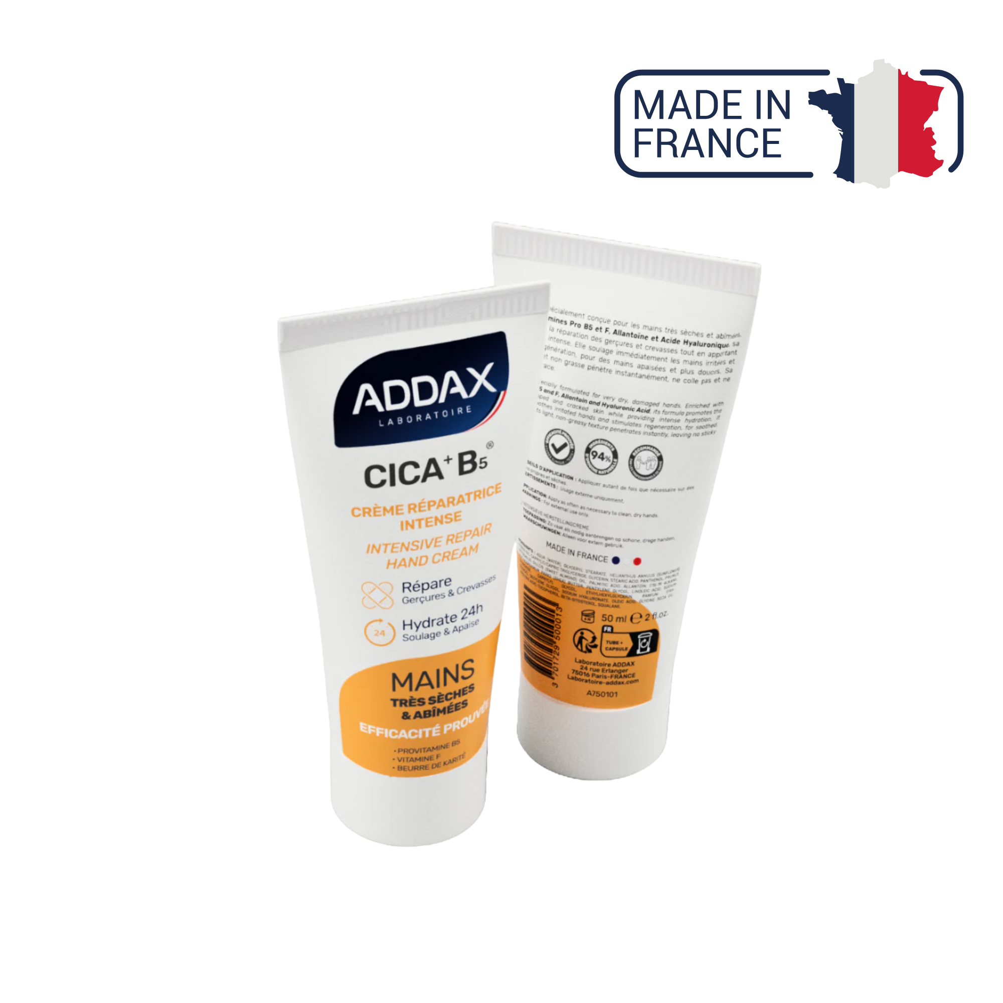 CICA + B5® - Crème mains réparatrice intense - 50 ml - Laboratoire Addax