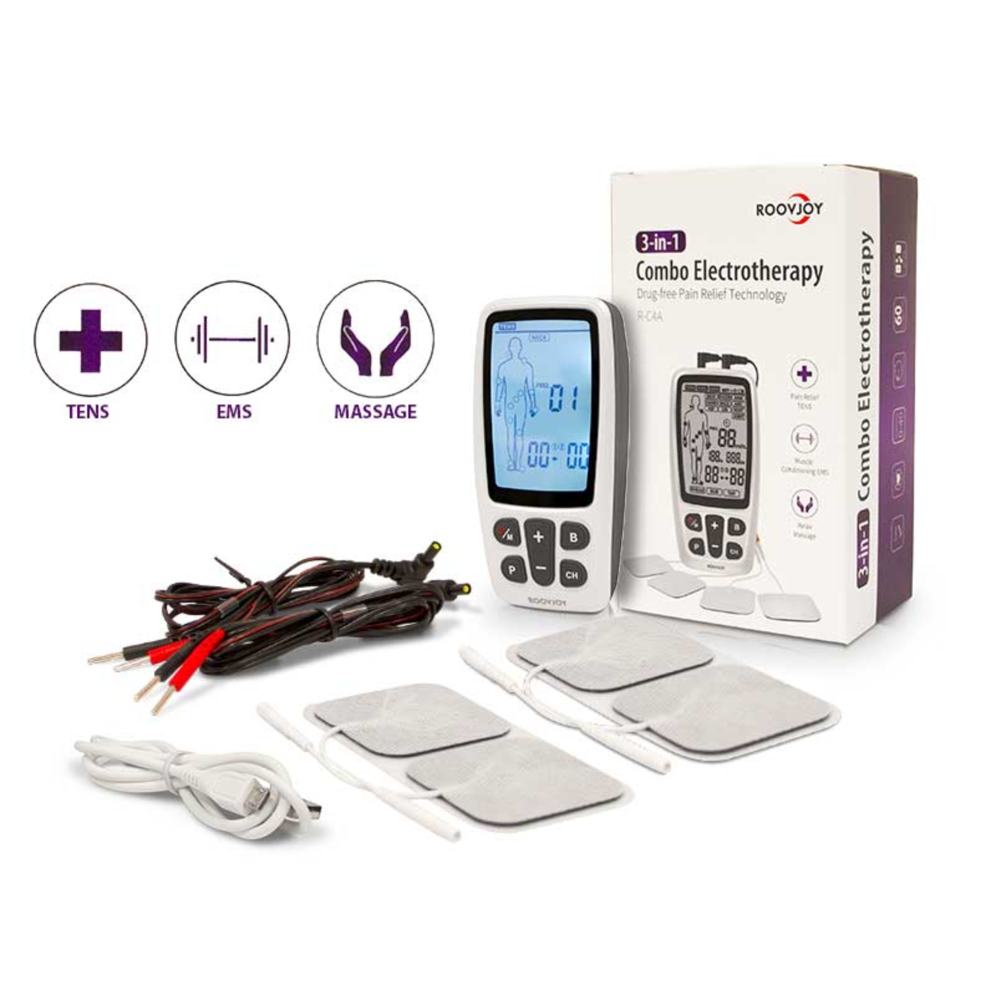 Electrostimulator - Tens/Ems/Massage - 2 channels - 60 programs