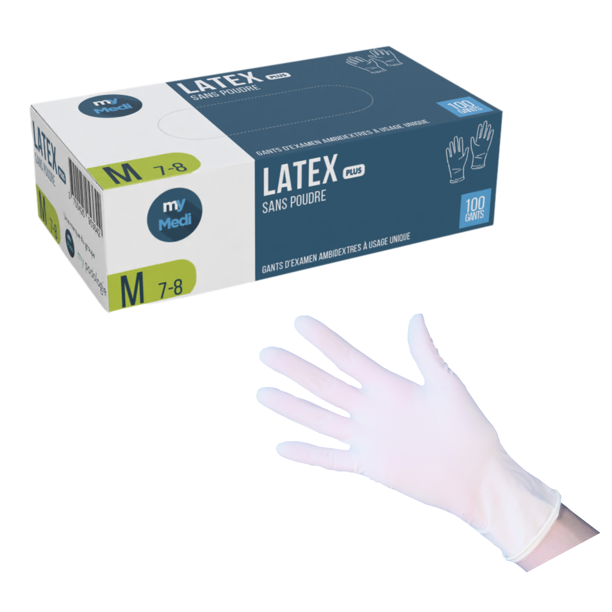 Gants d'examen - Latex - Sans poudre - Ambidextres - Boite de 100 - My Médical - My Médical