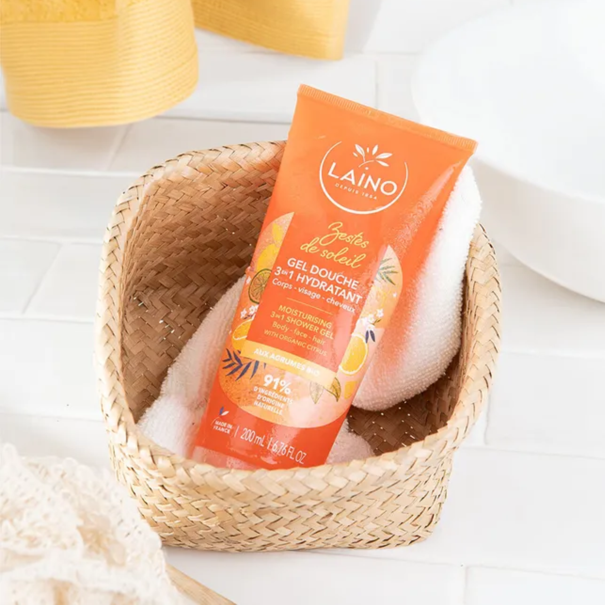 Gel Douche Hydratant - Agrumes Bio - 3 en 1 - 200ml - Laino - My Médical