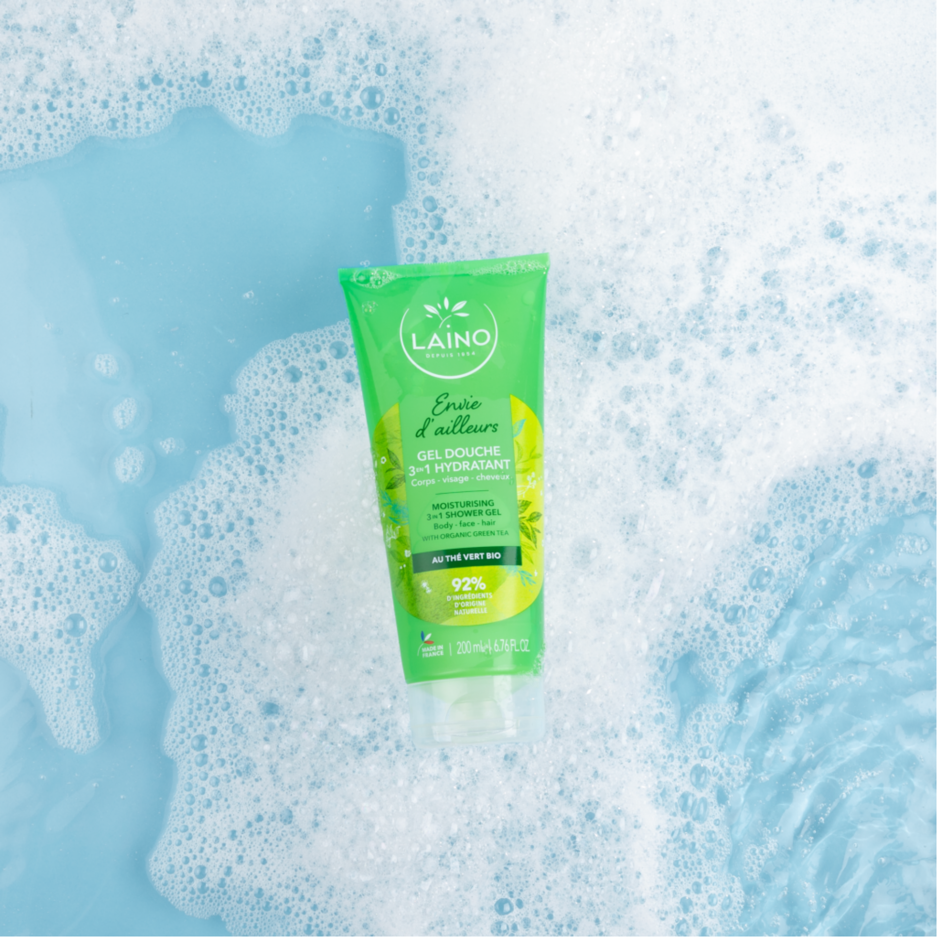 Gel Douche Hydratant - Thé Vert Bio - 3 en 1 - 200ml - Laino - My Médical