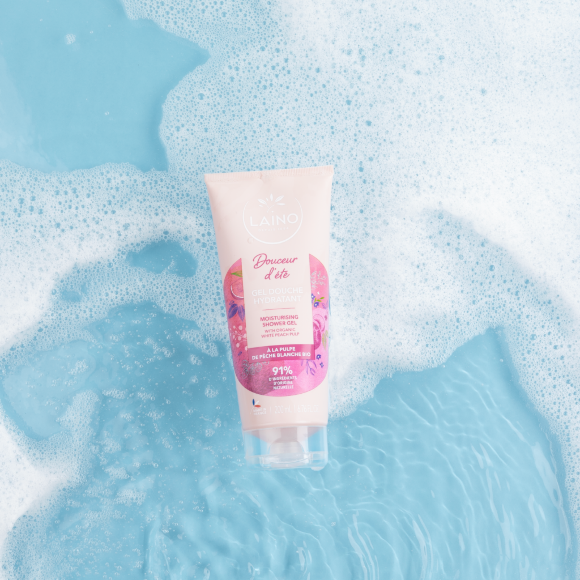 Gel Douche Hydratant - Pulpe Pêche Blanche Bio - 200ml - Laino - My Médical
