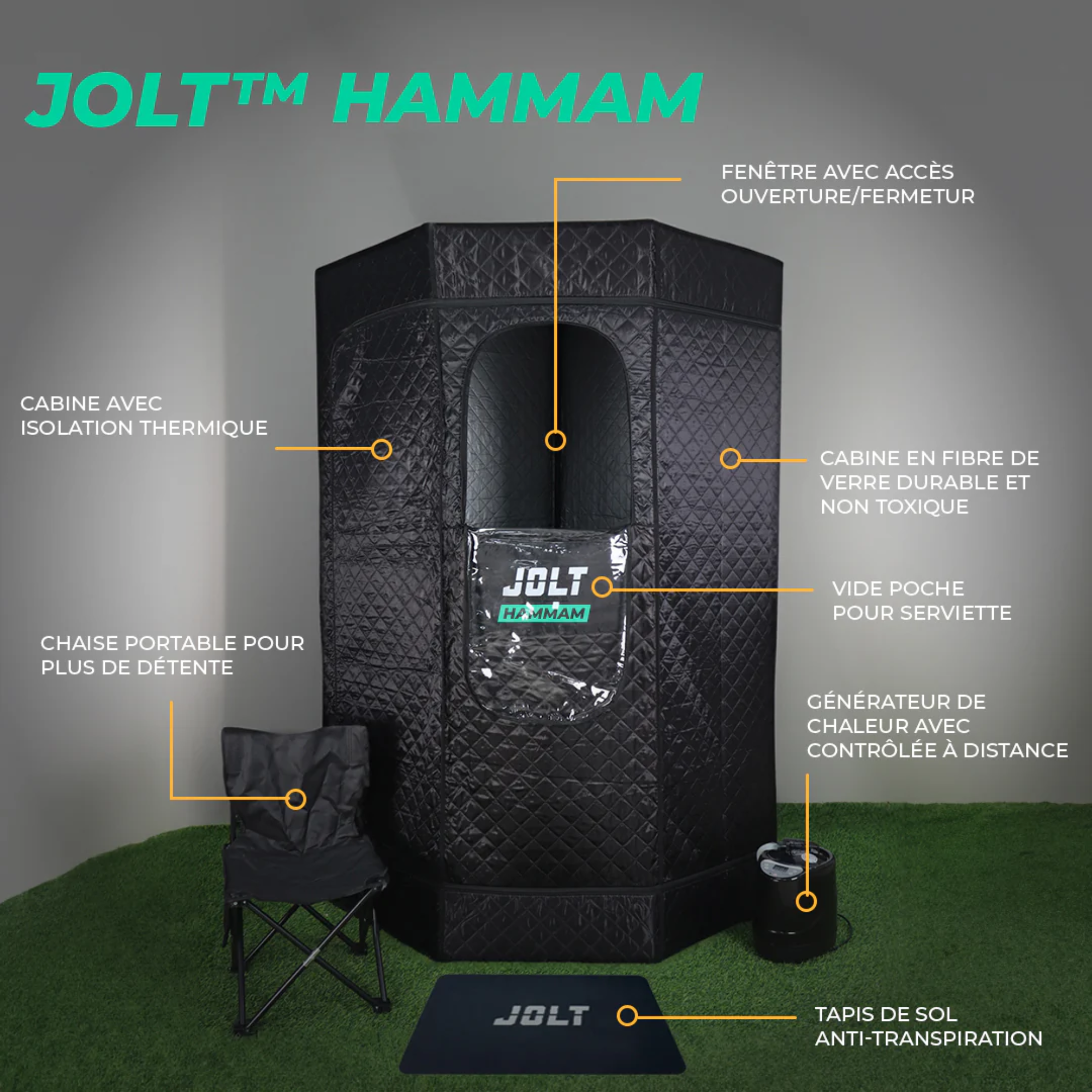 Hammam - chaleur humide - cabine transportable - Jolt