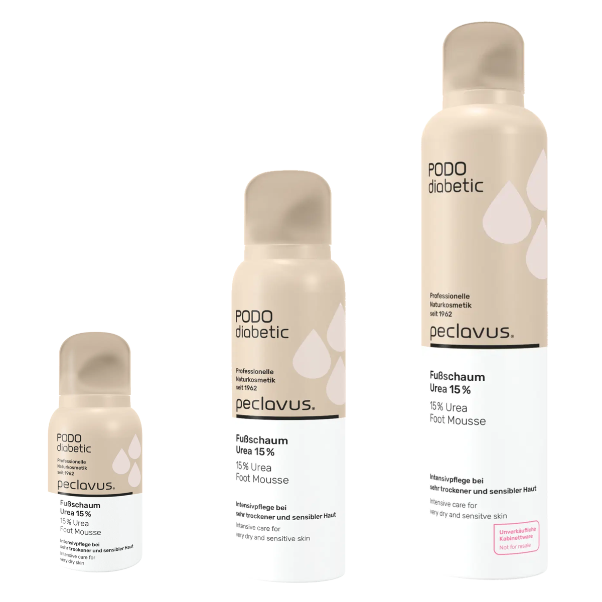Mousse pour les pieds à 15 % d'urée pour peaux très sèches - Plusieurs formats - Peclavus Pododiabetic