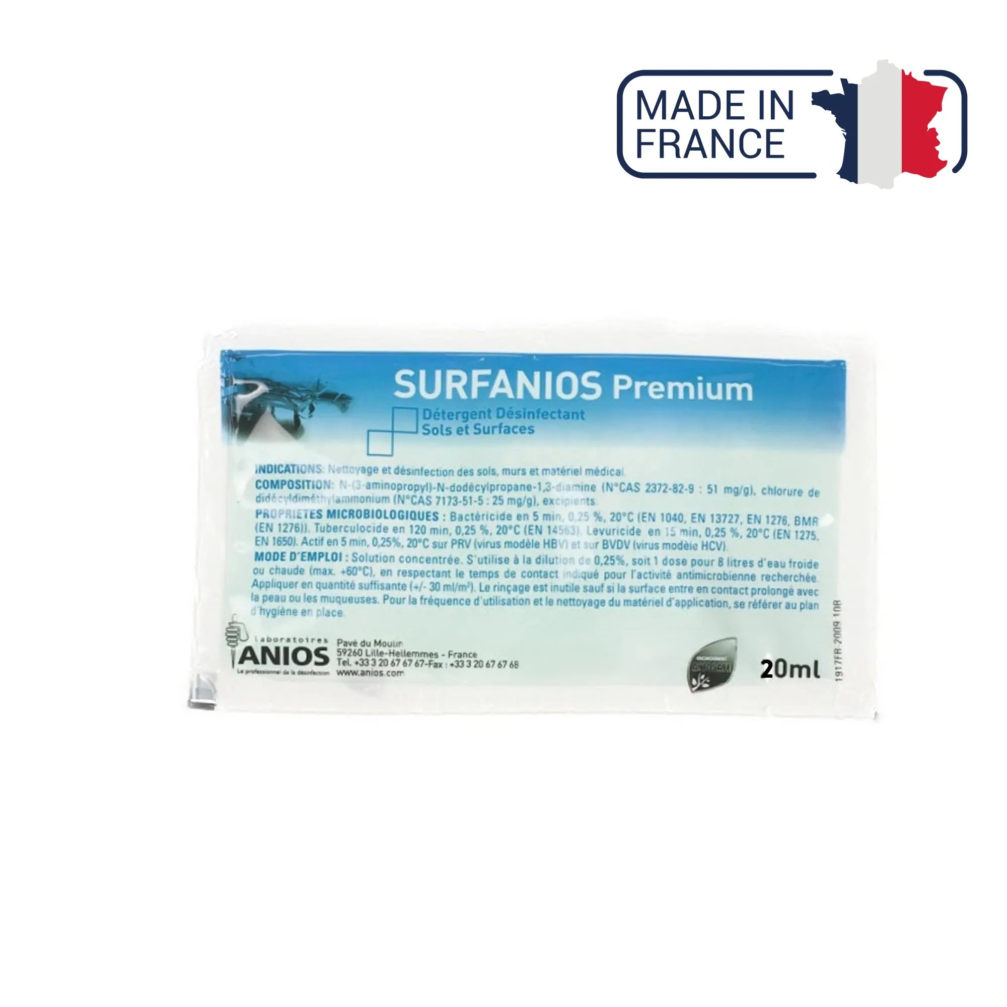 Nettoyant désinfectant Surfanios Premium - 5L / 1L / dose 20ml - Anios - My Médical
