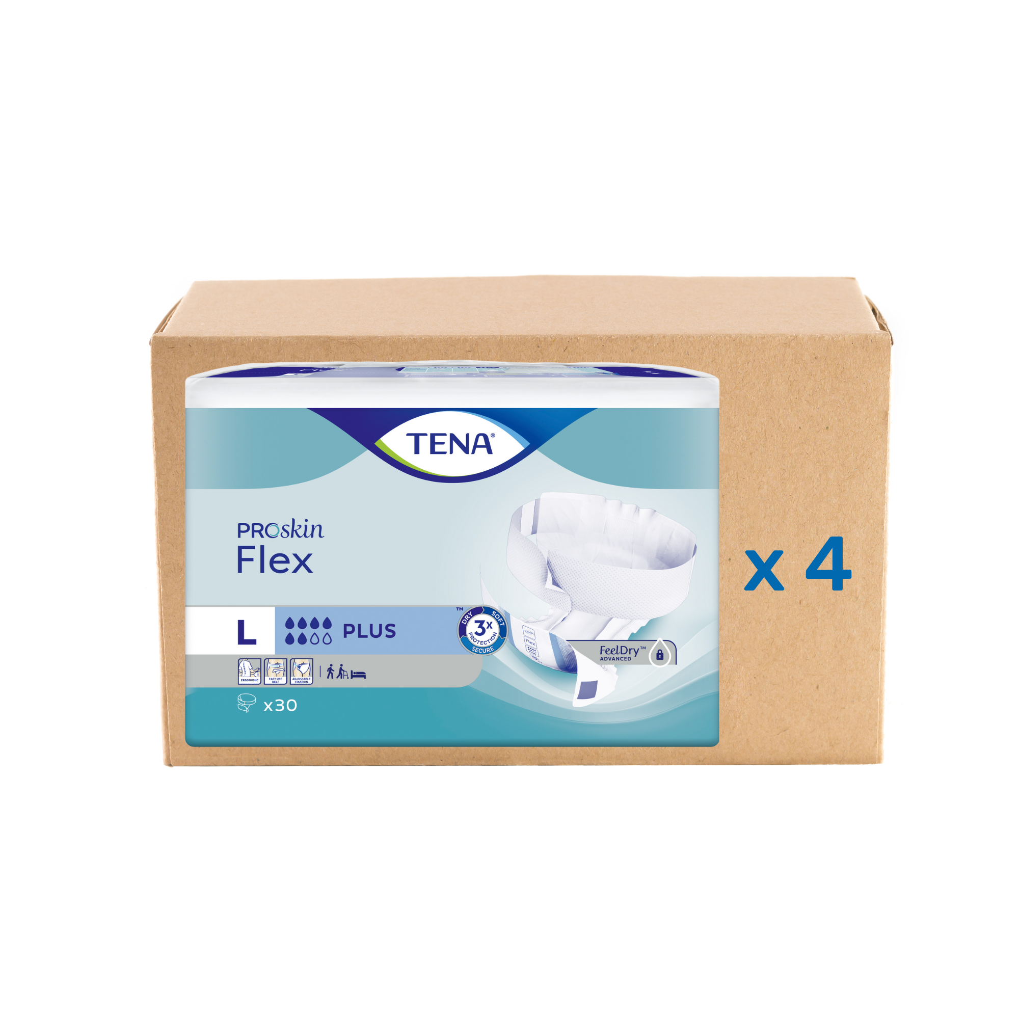 Pack 3x30U Change Tena Flex Proskin - Plus 6 gouttes - 4 tailles - Tena