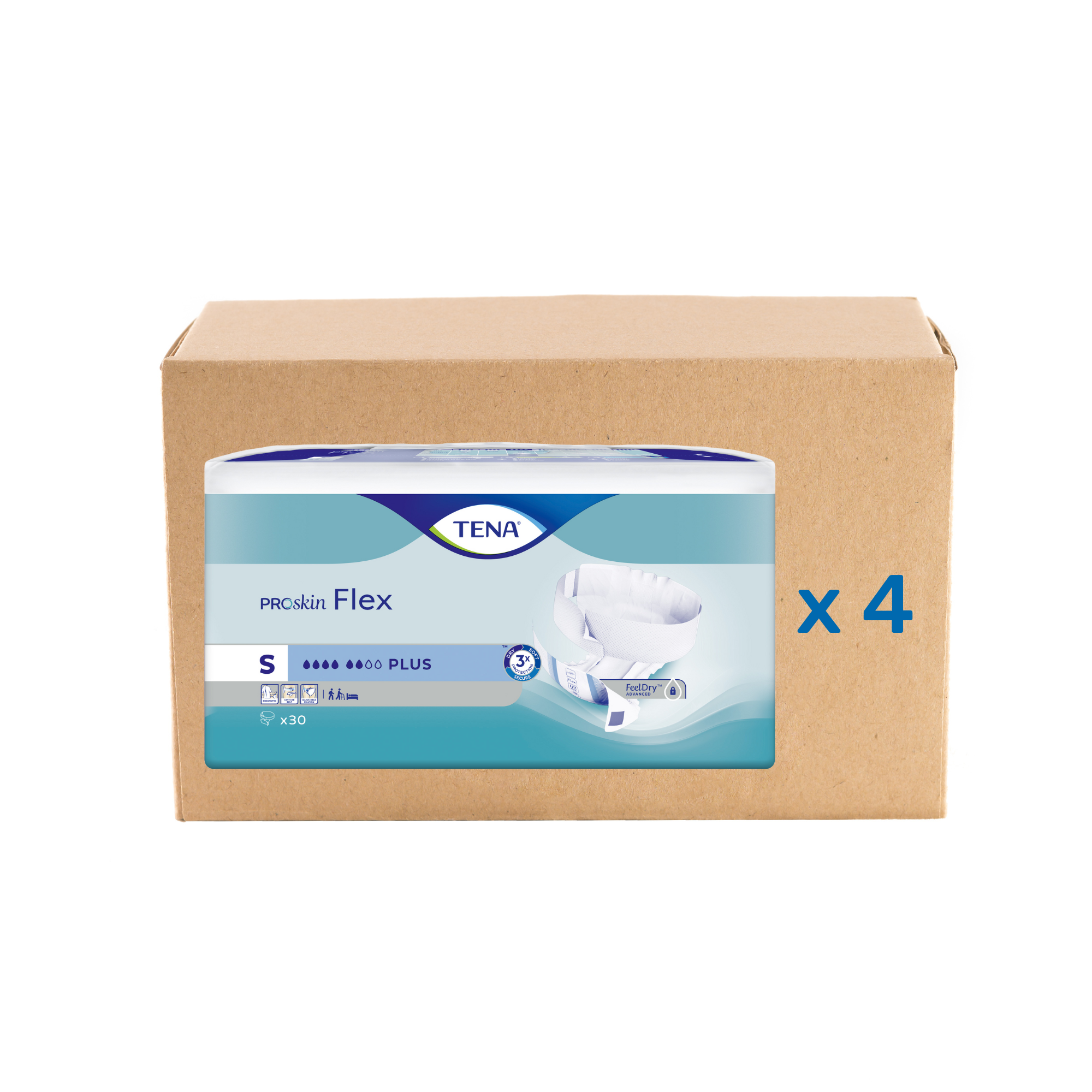 Pack 3x30U Change Tena Flex Proskin - Plus 6 gouttes - 4 tailles - Tena