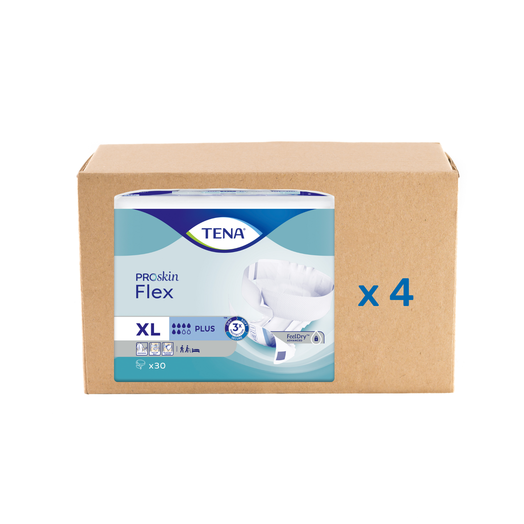 Pack 3x30U Change Tena Flex Proskin - Plus 6 gouttes - 4 tailles - Tena