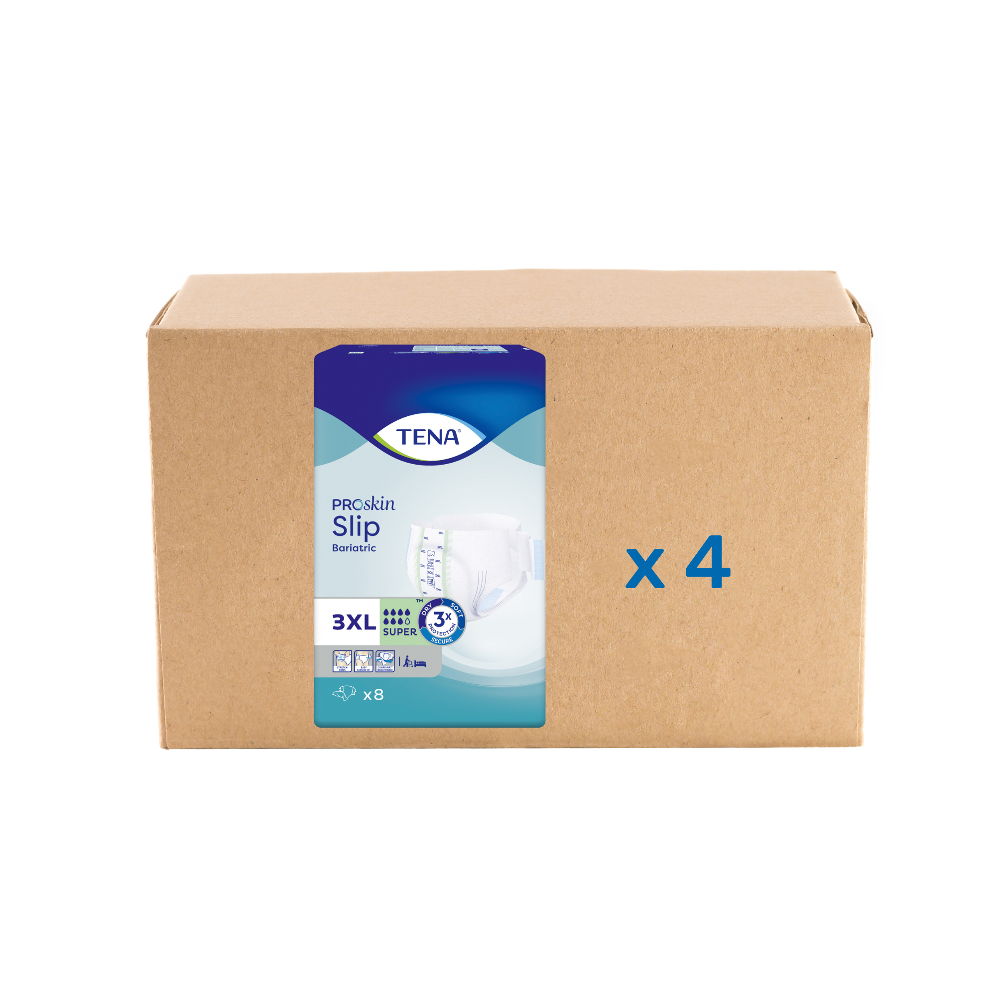 Tena Brief Bariatric Proskin Super - 7 drops - 2 sizes - Tena