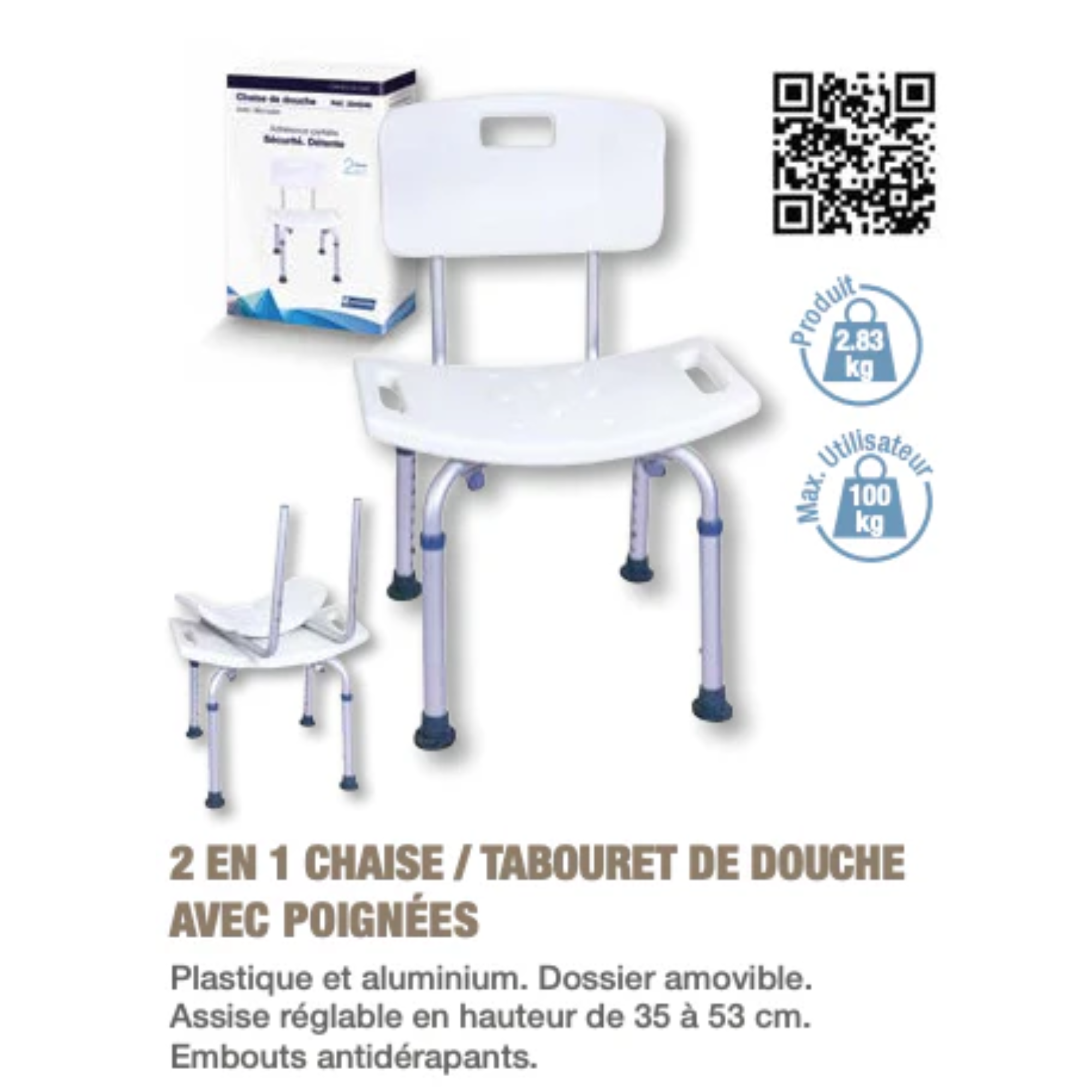 Chaise de Douche 2 en 1 - DOCCEA - My Médical