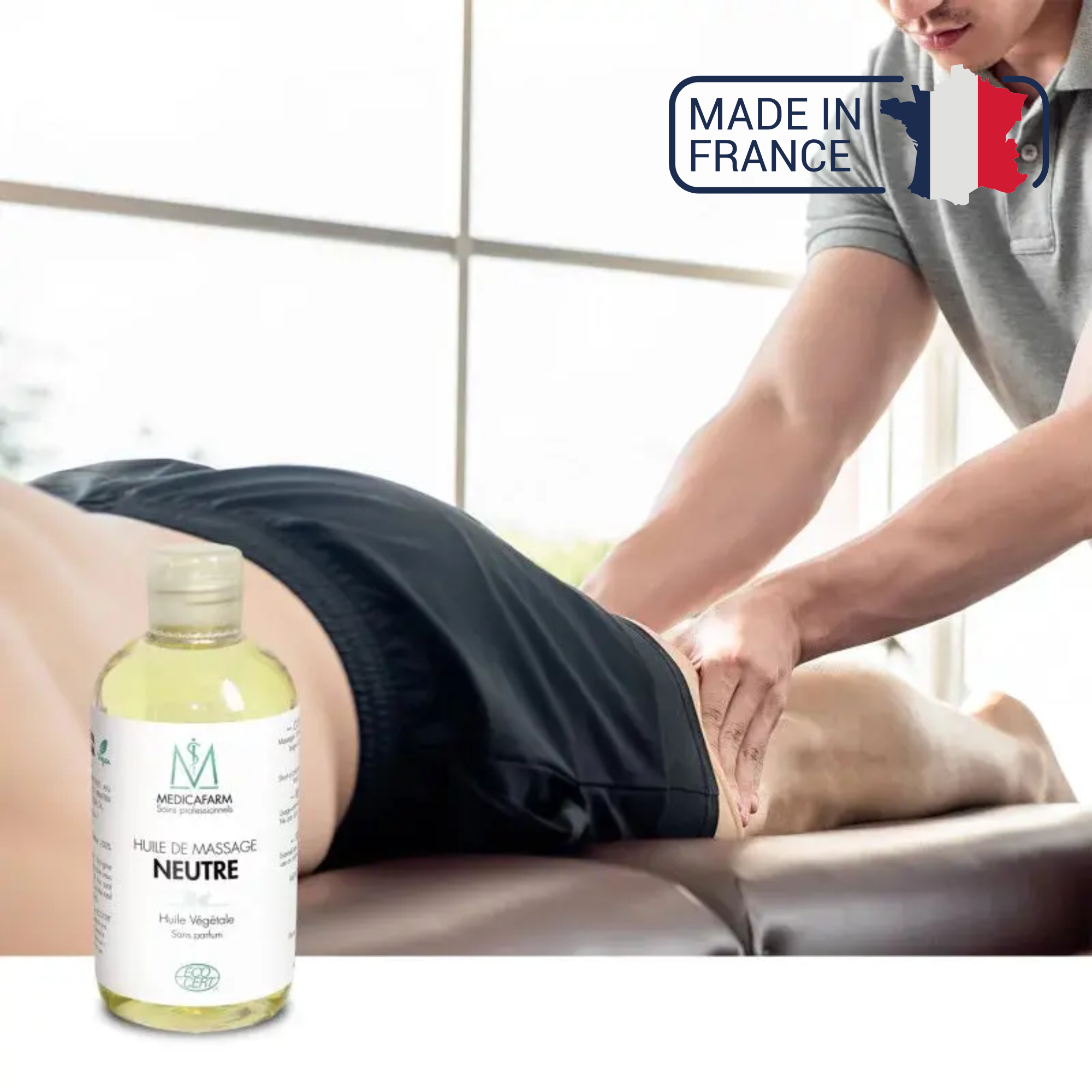 Huile de massage neutre végétale - Flacon Stop-goutte 250 ml - Medicafarm