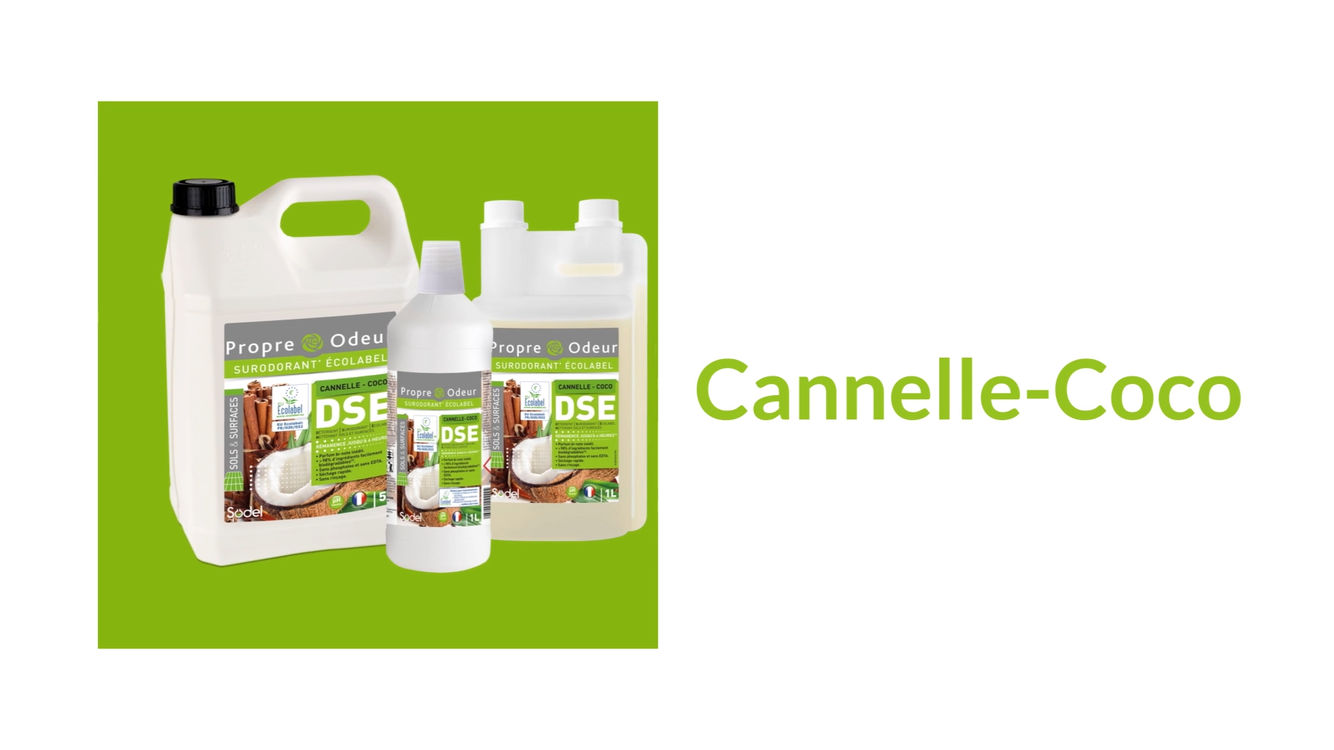 Load video: DSE - Détergent Surodorant Ecolabel - 3 parfums - 1L ou 5L - Sodel