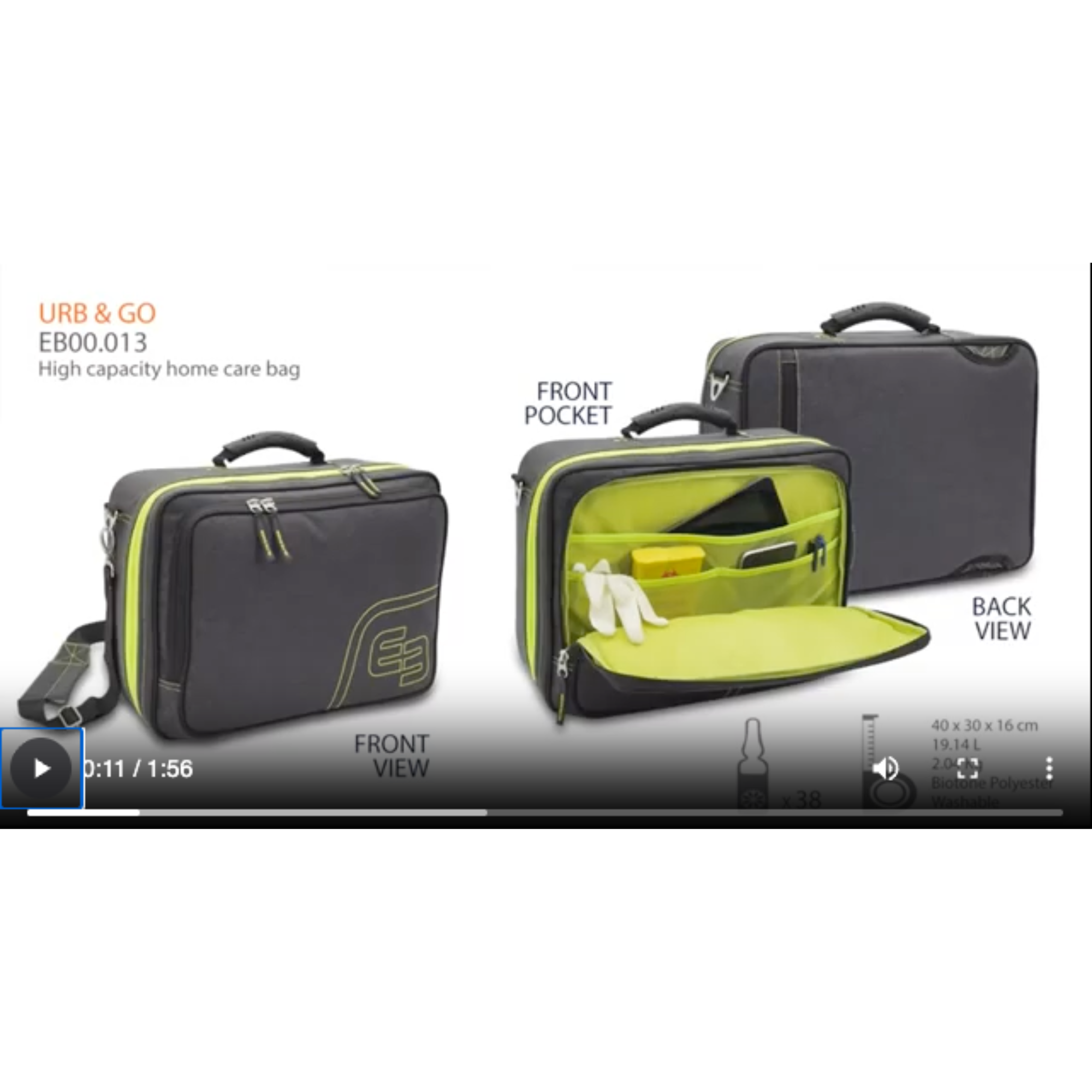 Load video: URB&amp;GO Home Case - Grey/Fluorescent Yellow - Optional Rolling Trolley