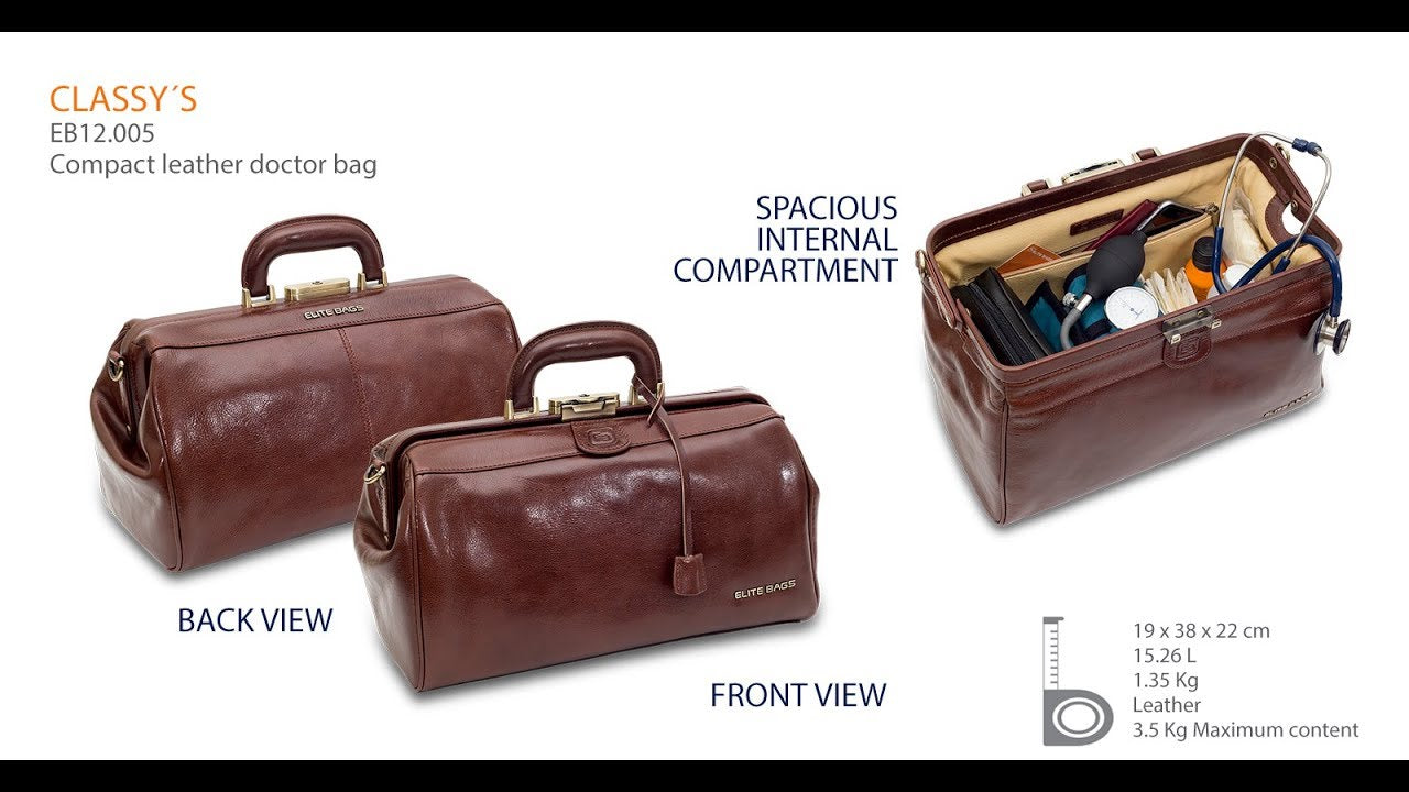 Load video: CLASSY Medical Case - Brown or Blue Leather