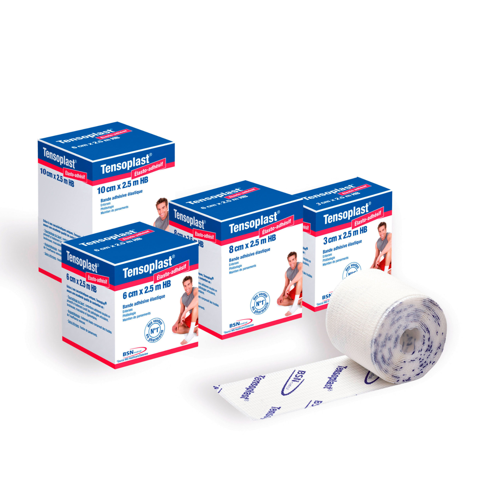 Bande adhésive élastique TENSOPLAST Blanc - 6 dimensions - BSN Medical